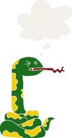 cartoon hissing snake and thought bubble in retro style vector