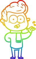 rainbow gradient line drawing cartoon staring man vector