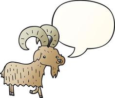 cartoon goat and speech bubble in smooth gradient style vector
