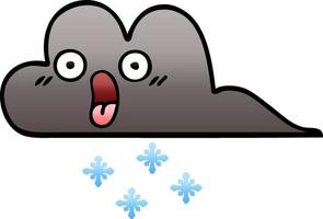 gradient shaded cartoon storm snow cloud vector