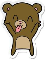 sticker of a rude cartoon bear vector