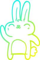 cold gradient line drawing cartoon happy rabbit vector