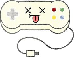 retro illustration style cartoon game controller vector