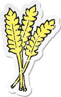 distressed sticker of a cartoon wheat vector