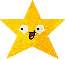 retro illustration style cartoon gold star vector