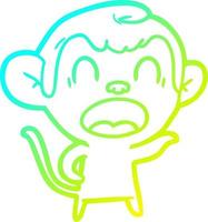 cold gradient line drawing shouting cartoon monkey pointing vector