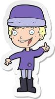 sticker of a cartoon man in hat vector