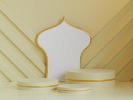 Islamic podium product, with neon light, 3D renderings photo