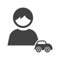 Playing with Car Glyph Black Icon vector