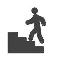 subir escaleras glifo icono negro vector