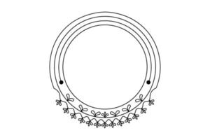 outline flower circle  frame, floral rounded frame, free vector