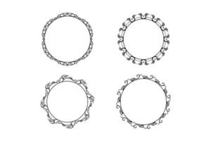 conjunto de marco de círculo de dibujo a mano floral, conjunto de marco de flor, vector libre