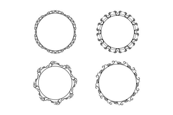 floral hand drawing  circle frame set, flower frame set,  free vector