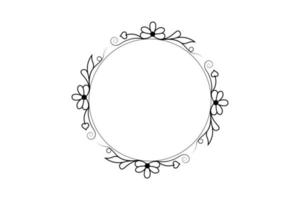 outline flower circle  frame, floral rounded frame, free vector