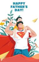 ilustración de superhéroe del día del padre vector