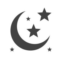 Moon and Stars Glyph Black Icon vector