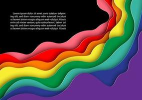 8 Colors bar of Pride flag in paper cut style and example texts on black background. vector