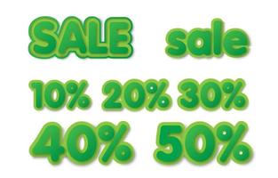 Set of sale and discount tags in 3d style isolate on white background. vector