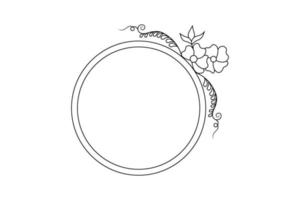outline flower circle  frame, floral rounded frame, free vector