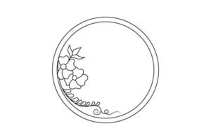 outline flower circle  frame, floral rounded frame, free vector