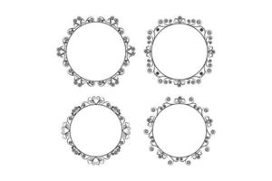 floral hand drawing  circle frame set, flower frame set,  free vector