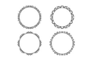 floral hand drawing  circle frame set, flower frame set,  free vector