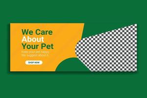 pet social media cover template,  web banner design, social media template, free vector