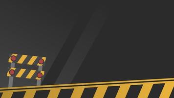 dark background yellow stripes and barriers under construction vector