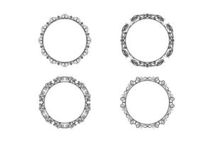 floral hand drawing  circle frame set, flower frame set,  free vector