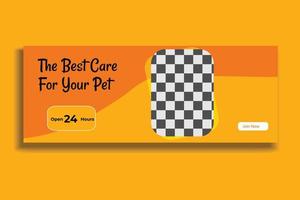 pet social media cover template,  web banner design, social media template, free vector