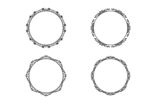 floral hand drawing  circle frame set, flower frame set,  free vector