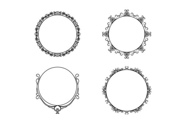 floral hand drawing  circle frame set, flower frame set,  free vector