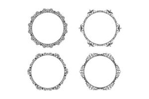 floral hand drawing  circle frame set, flower frame set,  free vector