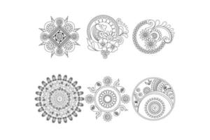 conjunto de mandala de contorno floral, mandala de dibujo a mano, vector libre