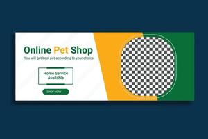 pet social media cover template,  web banner design, social media template, free vector