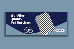 pet social media cover template,  web banner design, social media template, free vector