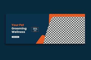 pet social media cover template,  web banner design, social media template, free vector