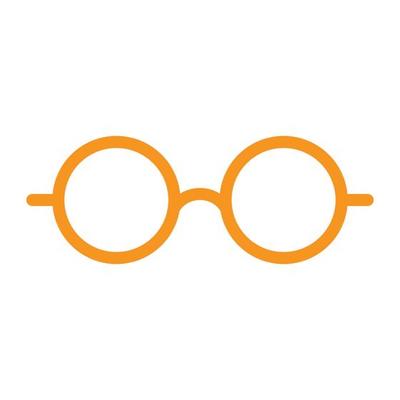 eps10 orange vector round eyeglasses icon or logo in simple flat trendy modern style isolated on white background