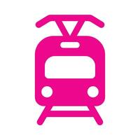 eps10 pink vector tram icon or logo in simple flat trendy modern style isolated on white background