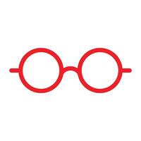 eps10 red vector round eyeglasses icon or logo in simple flat trendy modern style isolated on white background