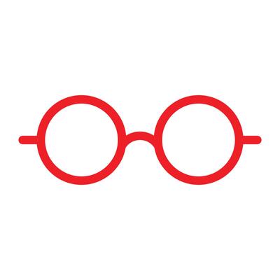 eps10 red vector round eyeglasses icon or logo in simple flat trendy modern style isolated on white background