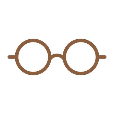 eps10 brown vector round eyeglasses icon or logo in simple flat trendy modern style isolated on white background