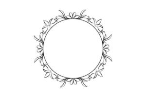 outline flower circle  frame, floral rounded frame, free vector