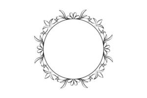 outline flower circle  frame, floral rounded frame, free vector