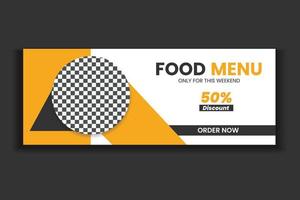 food social media cover template, restaurant food web banner design, social media template. free vector