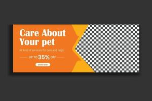 pet social media cover template,  web banner design, social media template, free vector