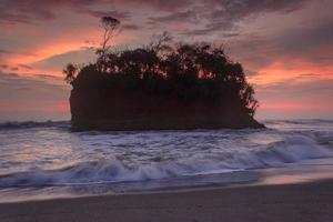 bengkulu beach with sunset photo