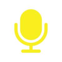 eps10 yellow vector microphone icon or logo in simple flat trendy modern style isolated on white background