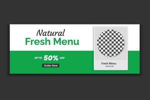 food social media cover template, restaurant food web banner design, social media template. free vector