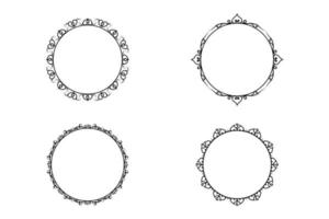 floral hand drawing  circle frame set, flower frame set,  free vector